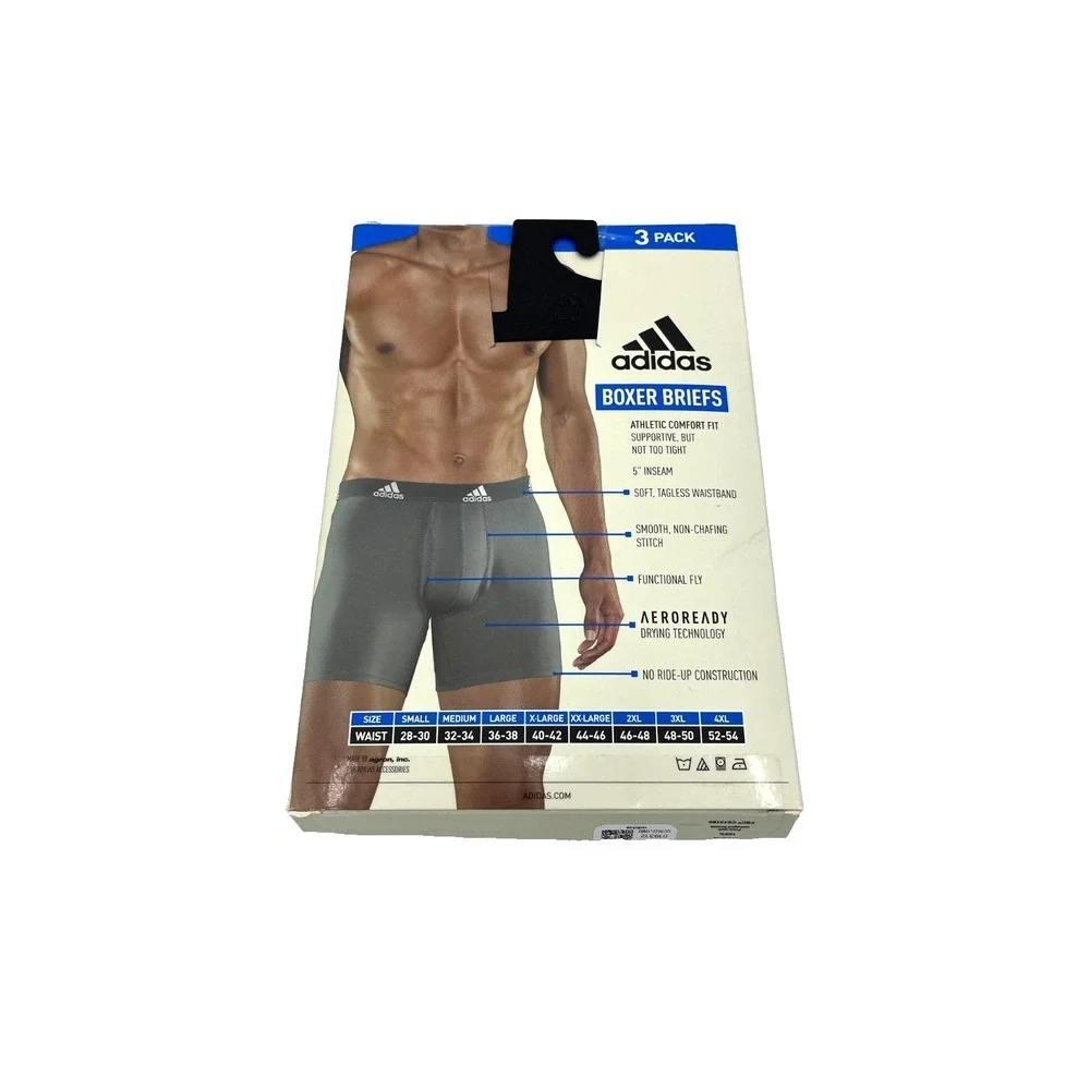 Adidas Men's 3 Pack Performance Stretch Cotton‎ Boxer Briefs Size Small Black